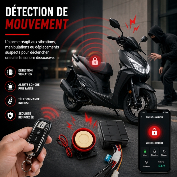 Détection vibration alarme scooter