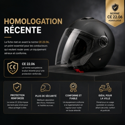 Homologation casque noir mat