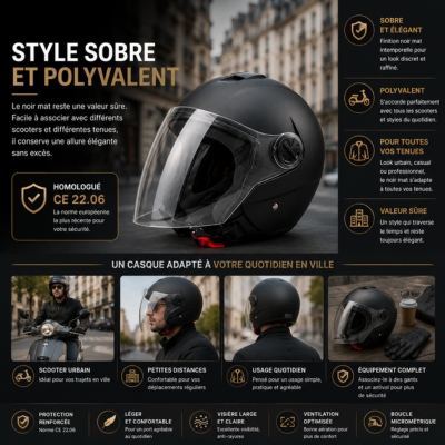 Style sobre casque noir mat