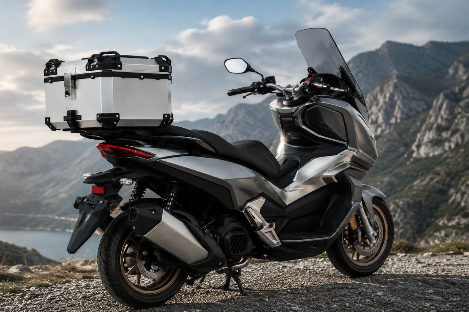 Top case aluminium 29L style Trekker en présentation