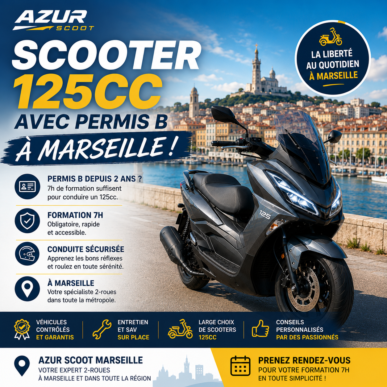 Scooter 125cc avec permis B à Marseille chez Azur Scoot