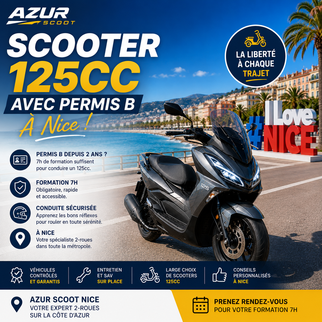 Scooter 125cc avec permis B à Nice chez Azur Scoot