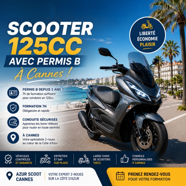 Scooter 125cc avec permis B à Cannes — Azur Scoot