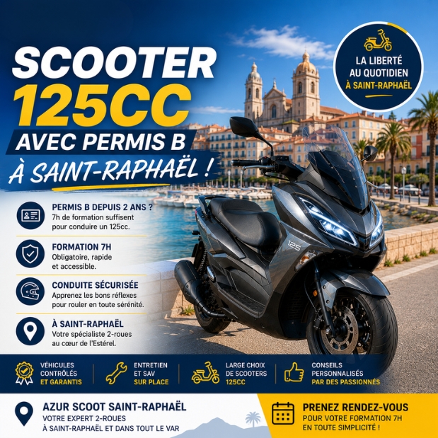 Scooter 125cc avec permis B à Saint-Raphaël chez Azur Scoot