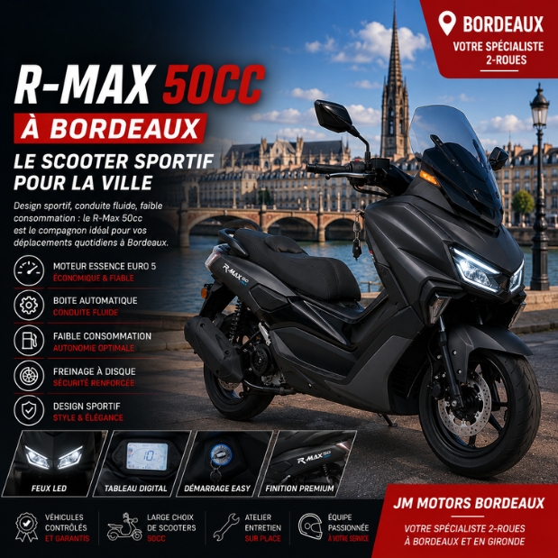 R-Max 50cc à Bordeaux : scooter sportif et pratique