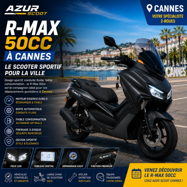R-Max 50cc à Cannes : scooter sportif urbain