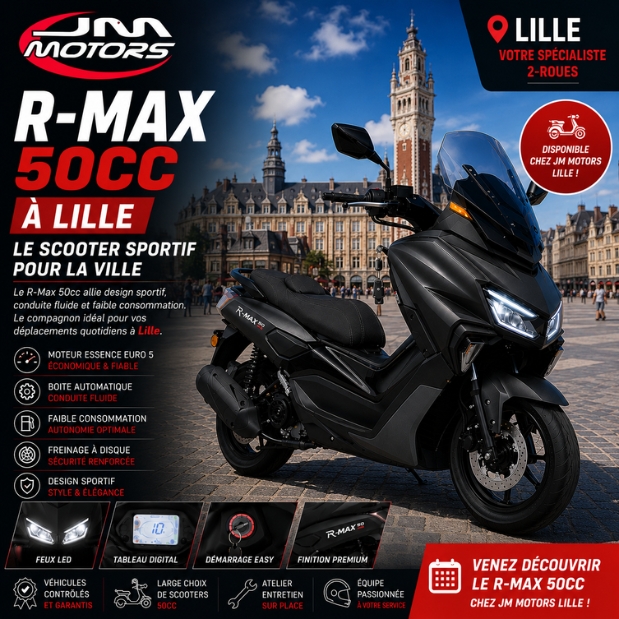 R-Max 50cc à Lille : scooter moderne pour la ville