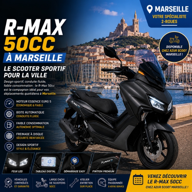 R-Max 50cc à Marseille : scooter sportif urbain