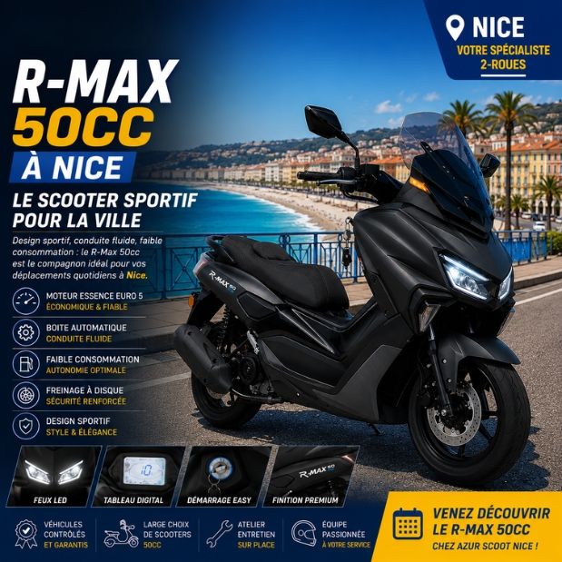 R-Max 50cc à Nice : scooter sportif urbain